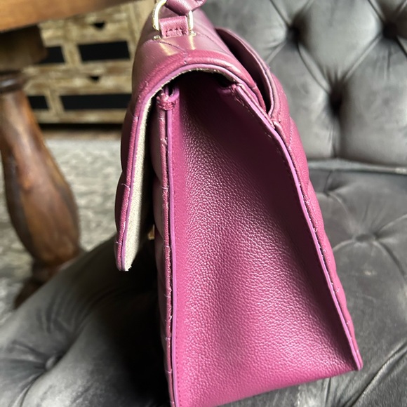 Furla leather top handle bag with extra strap in fun plum color. - Picture 4 of 8